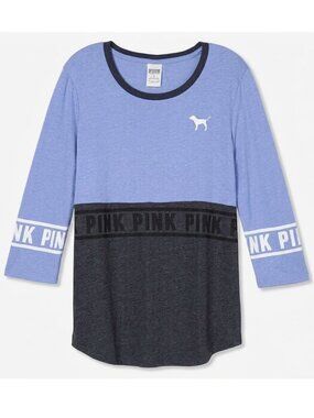 PINK VS VICTORIA'S SECRET Perfect Tee Lilac Lavender Gray 3/4 Sleeve Baseball XS